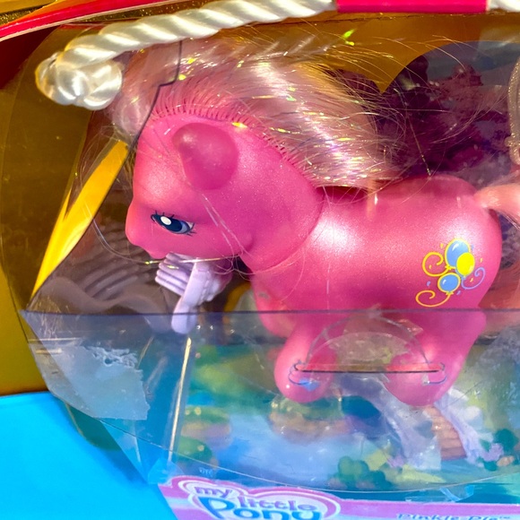 MY LITTLE PONY G3 VTG 2003 GLITTER CELEBRATION WAVE 1 PINKIE PIE w/CHARM & BRUSH - Picture 4 of 16